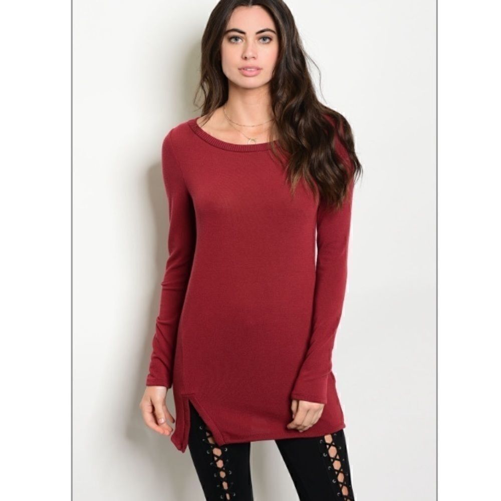 Burgundy Fall Knitted Sweater  